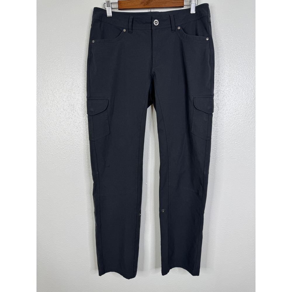 Kuhl Women 10 Reg Dark Grey Cargo Hiking Pants Articulated Knee Snap Cuff